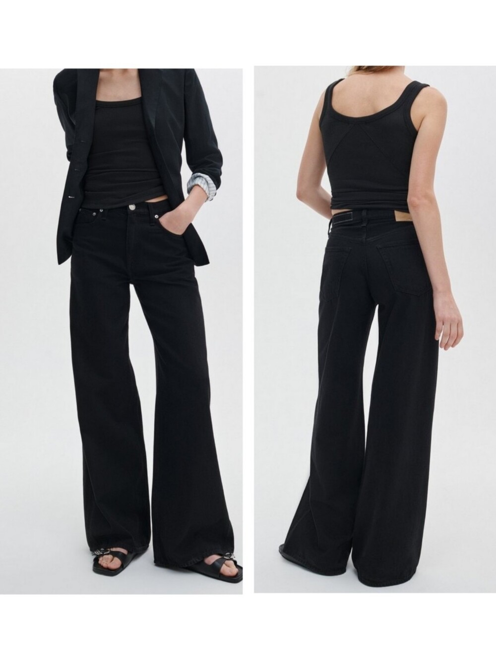 Rag & Bone Logan Wide-Leg Jean Featherweight in Black Size 24